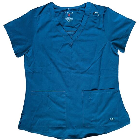 NEW YORK LAUNDRY MEDICS Teal Blue Shortsleeve Scrub Top, Medium - Picture 1 of 6